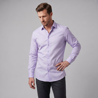 Men's Slim Fit Long-Sleeve Dress Shirt with Point Collar View 47