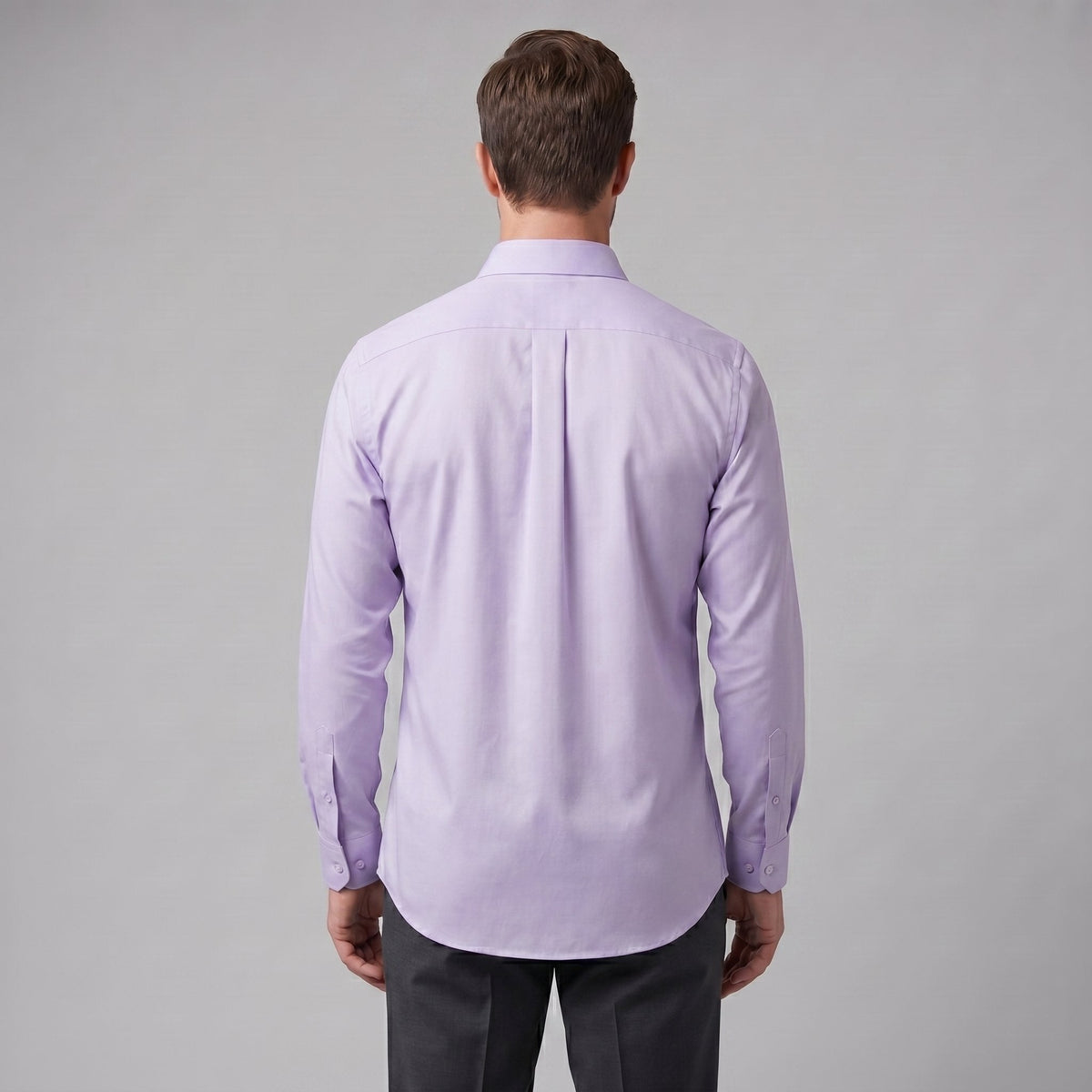 Men's Slim Fit Long-Sleeve Dress Shirt with Point Collar View 49