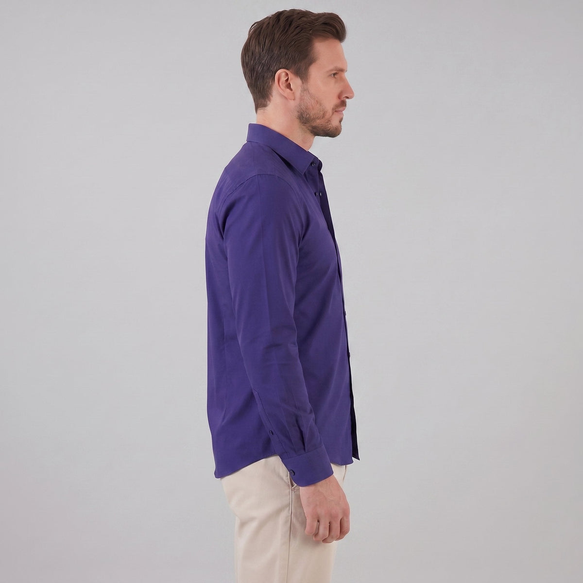 Men's Slim Fit Long-Sleeve Dress Shirt with Point Collar View 53
