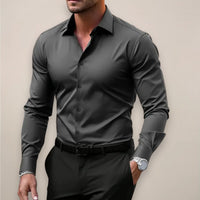 Men's Slim Fit Long Sleeve Shirt for Office Wear Back