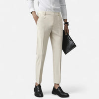 Men's Slim Fit Tailored Trousers with Ankle Length Cut Back