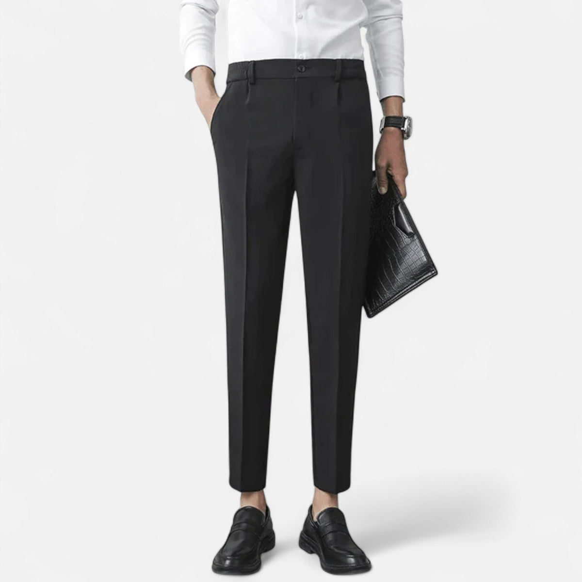 Men's Slim Fit Tailored Trousers with Ankle Length Cut Side