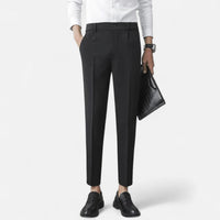 Men's Slim Fit Tailored Trousers with Ankle Length Cut Side