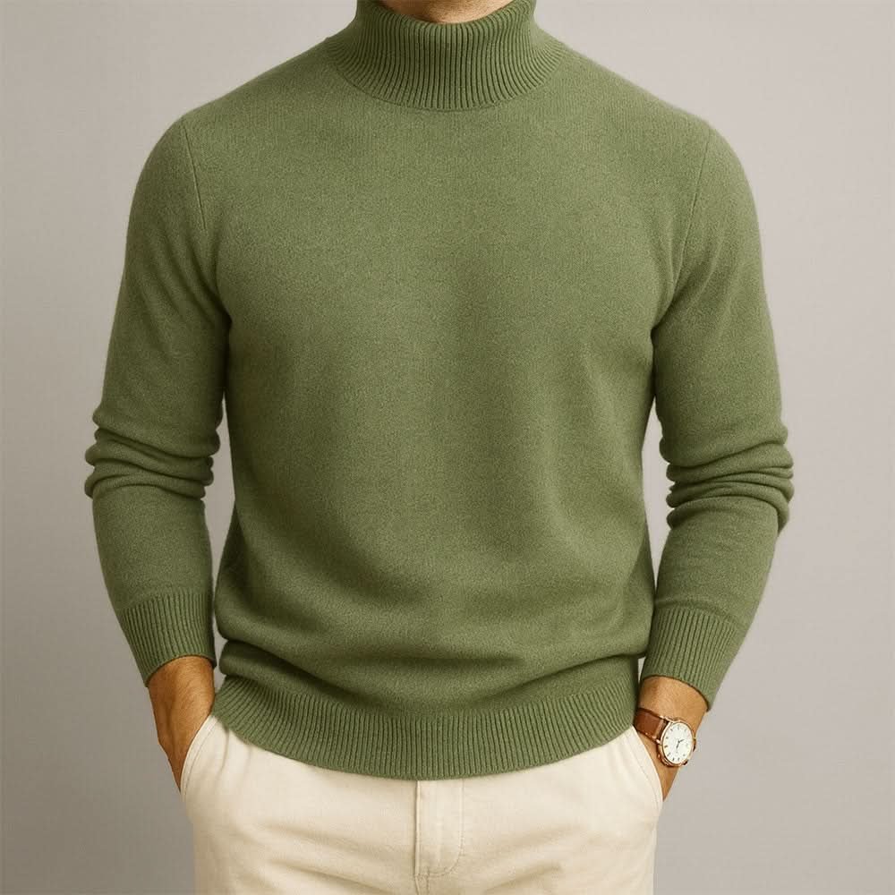 Men's Slim Fit Turtleneck Knit Jumper Front