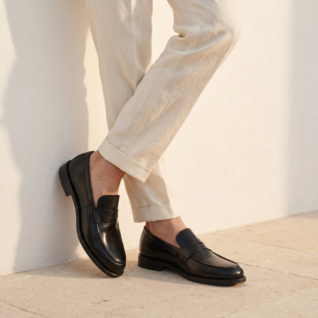 Men's Slip On Polished Penny Loafers Hero