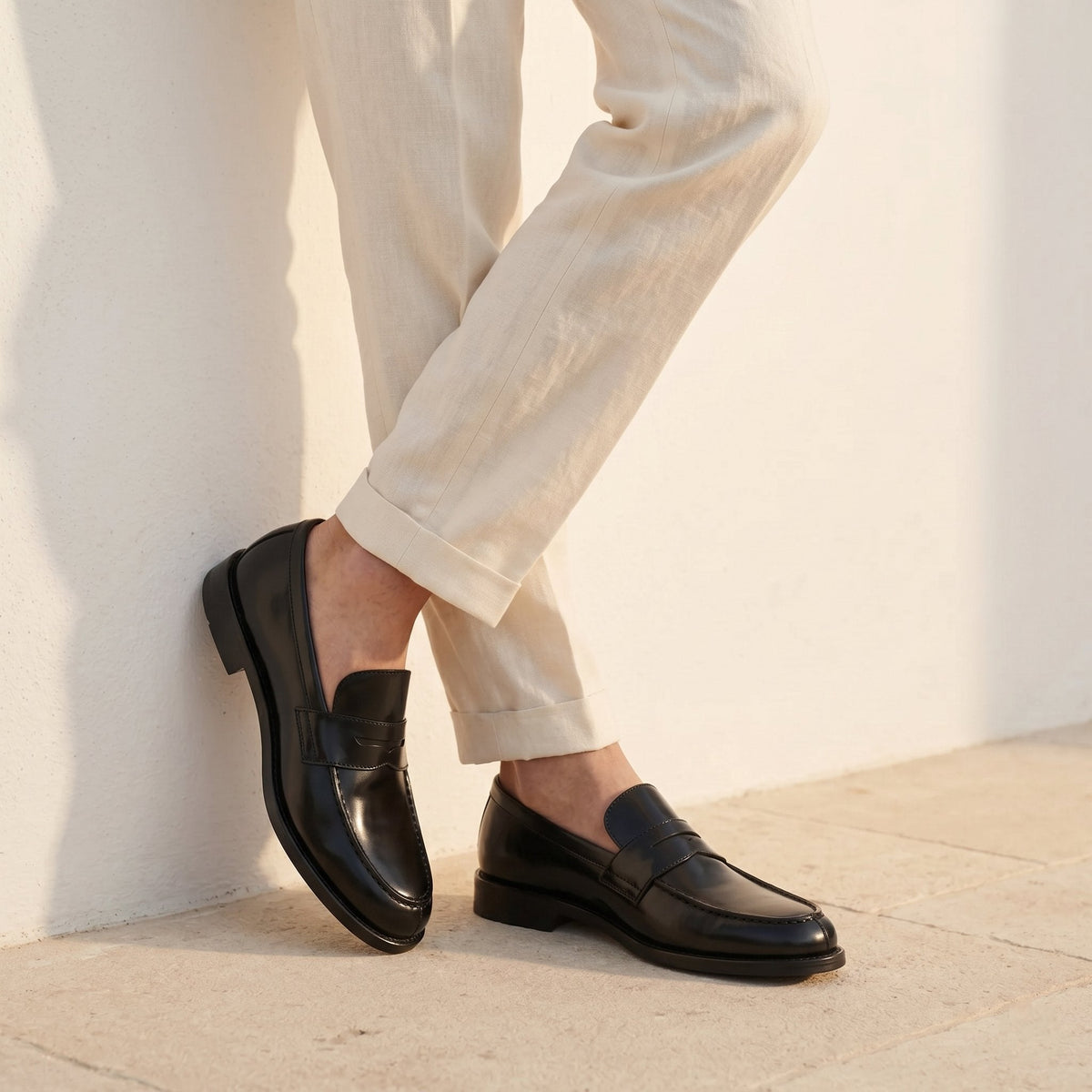 Men's Slip On Polished Penny Loafers Hero