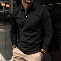 Men's Smart Long Sleeve Polo Shirt with Placket-Free Collar Back