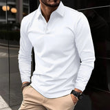 Men's Smart Long Sleeve Polo Shirt with Placket-Free Collar