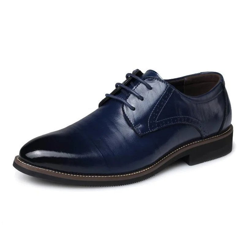 Men's Smart Vegan Leather Oxford Shoes with Classic Tie Closure Front