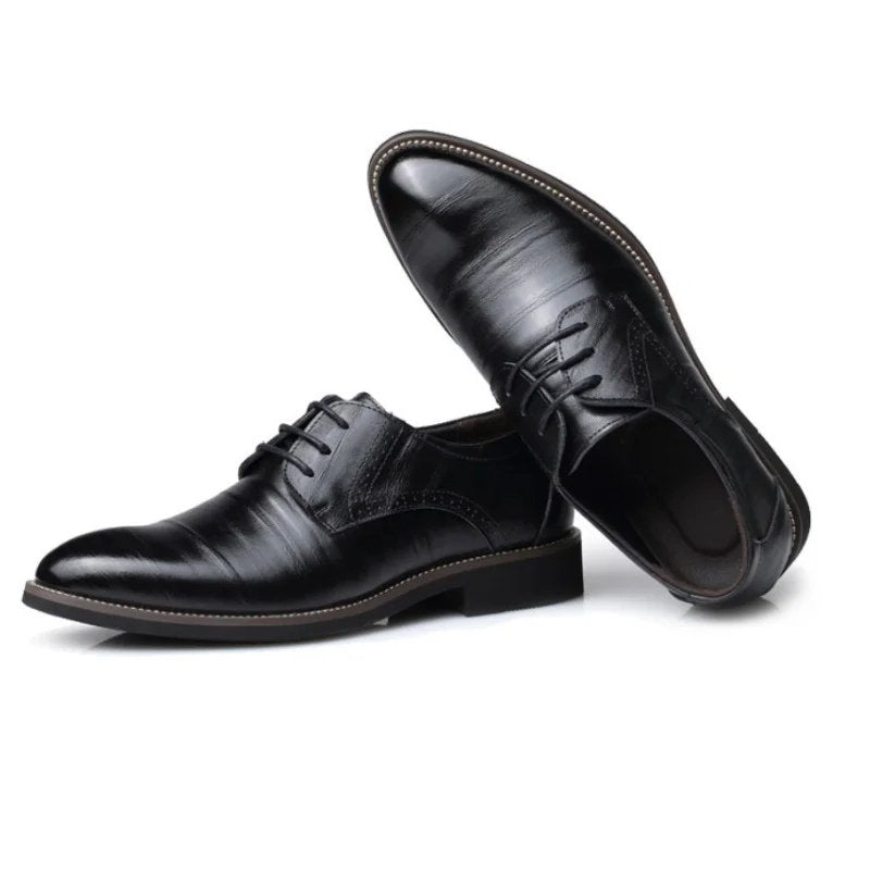 Men's Smart Vegan Leather Oxford Shoes with Classic Tie Closure Side