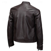 Men's Stand Collar Moto Jacket | Smart Casual Fit Back