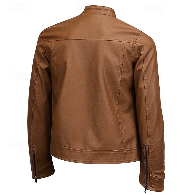 Men's Stand Collar Moto Jacket | Smart Casual Fit Detail