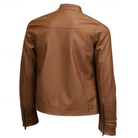 Men's Stand Collar Moto Jacket | Smart Casual Fit Detail