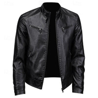 Men's Stand Collar Moto Jacket | Smart Casual Fit Front