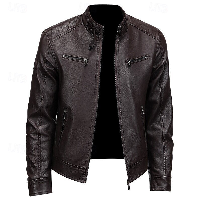 Men's Stand Collar Moto Jacket | Smart Casual Fit Hero
