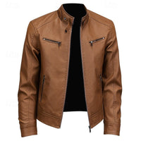 Men's Stand Collar Moto Jacket | Smart Casual Fit Side