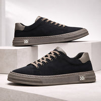 Men's Stitched Canvas Sneakers with Structured Sole Back