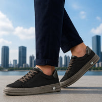 Men's Stitched Canvas Sneakers with Structured Sole Lifestyle