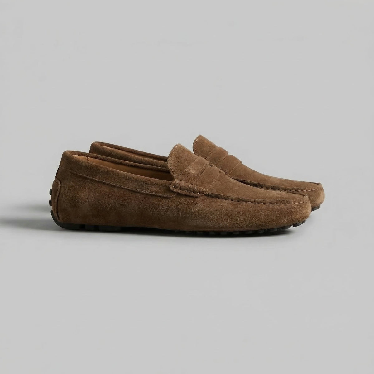 Men's Stylish Suede Penny Loafers with Casual Elegance Front