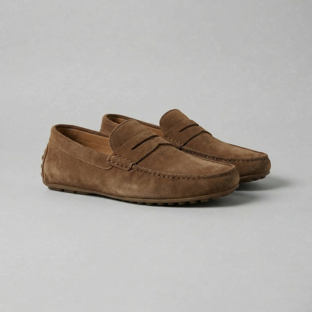 Men's Stylish Suede Penny Loafers with Casual Elegance Hero