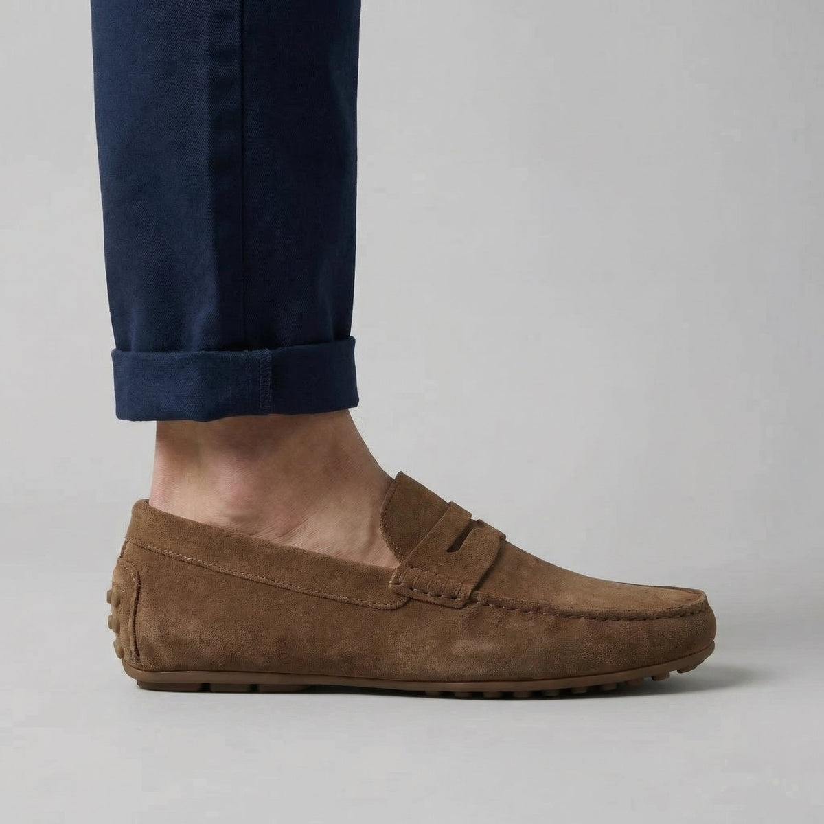 Men's Stylish Suede Penny Loafers with Casual Elegance Side