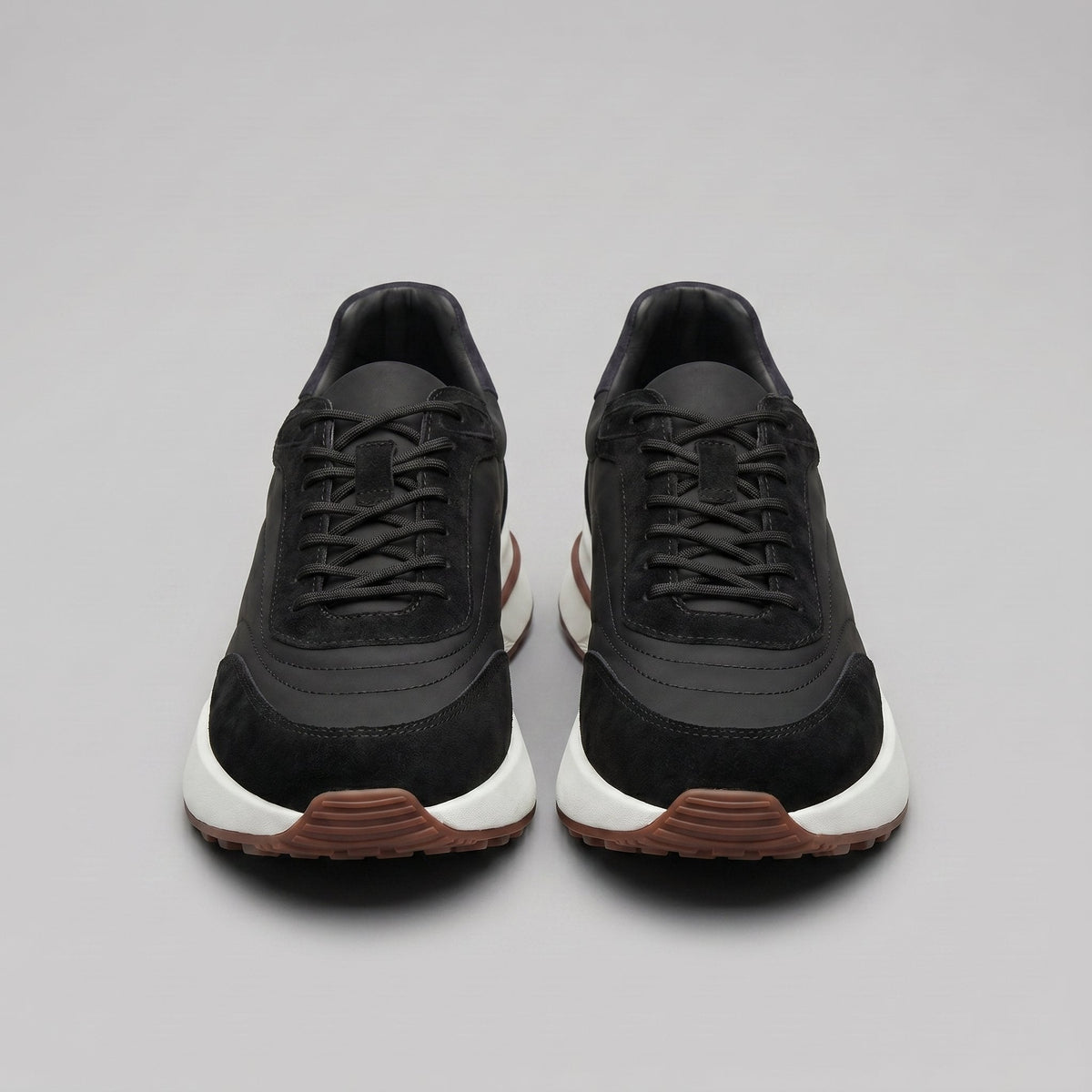 Men's Suede and Woven Panel Trainers with Contrast Detail Alternate