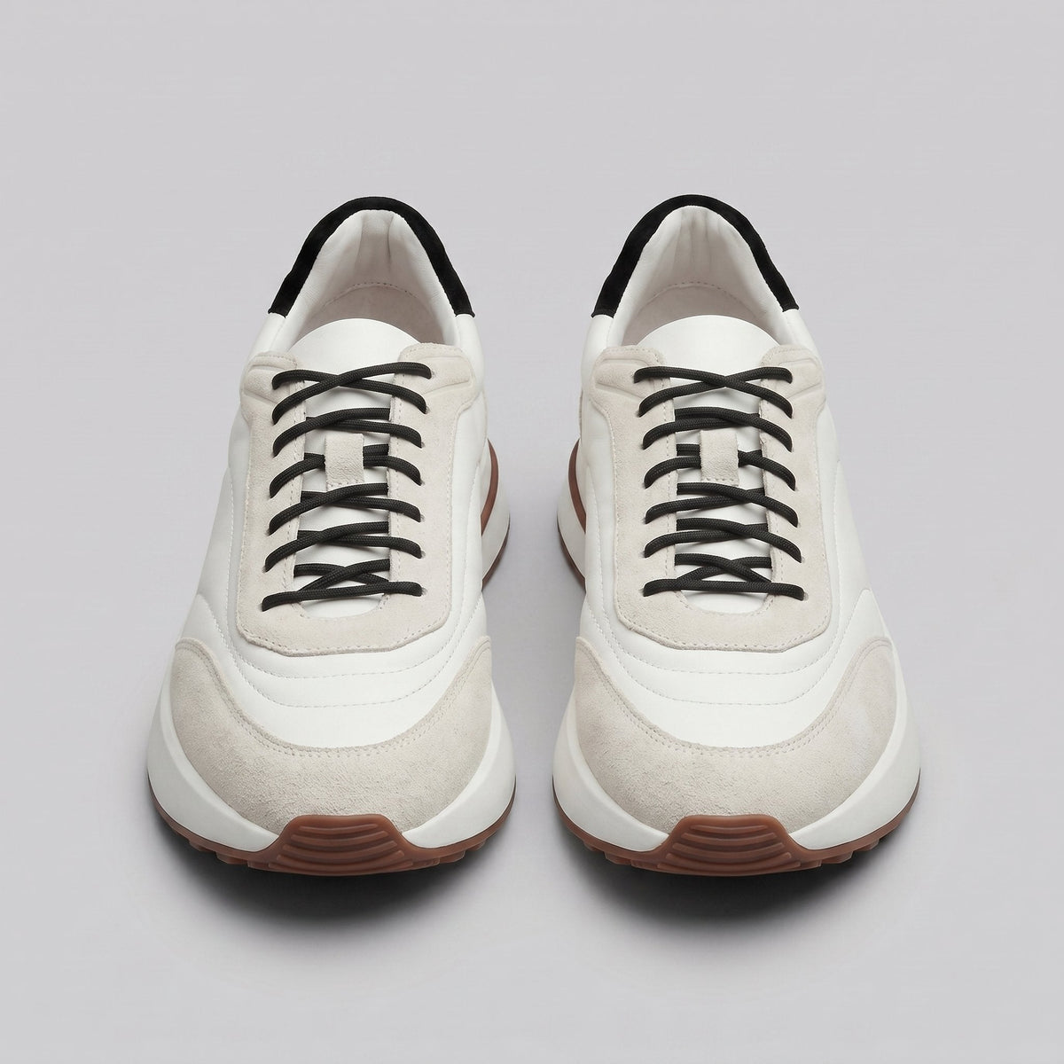 Men's Suede and Woven Panel Trainers with Contrast Detail Back