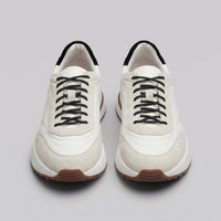 Men's Suede and Woven Panel Trainers with Contrast Detail Back