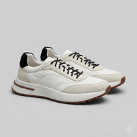 Men's Suede and Woven Panel Trainers with Contrast Detail Hero
