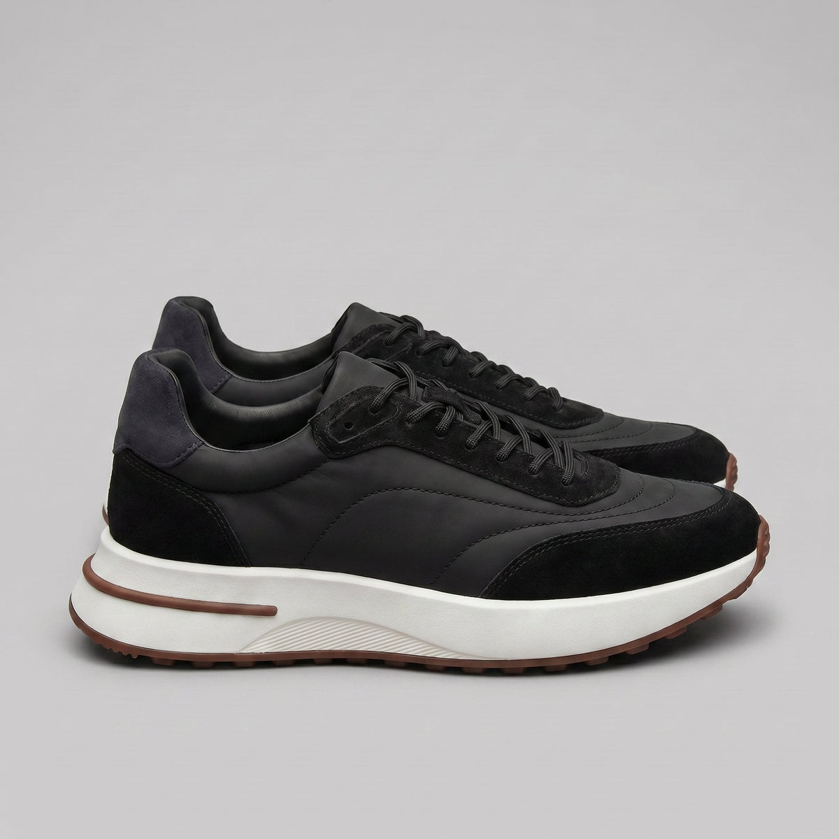Men's Suede and Woven Panel Trainers with Contrast Detail Lifestyle