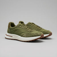 Men's Suede and Woven Panel Trainers with Contrast Detail View 11