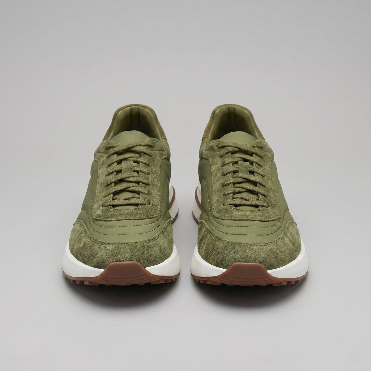 Men's Suede and Woven Panel Trainers with Contrast Detail View 15