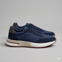 Men's Suede and Woven Panel Trainers with Contrast Detail View 17