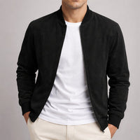 Men's Suede Jacket with Structured Silhouette Close Up