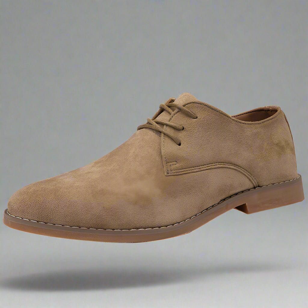 Men's Suede Oxford Shoes with Derby Detail Close Up