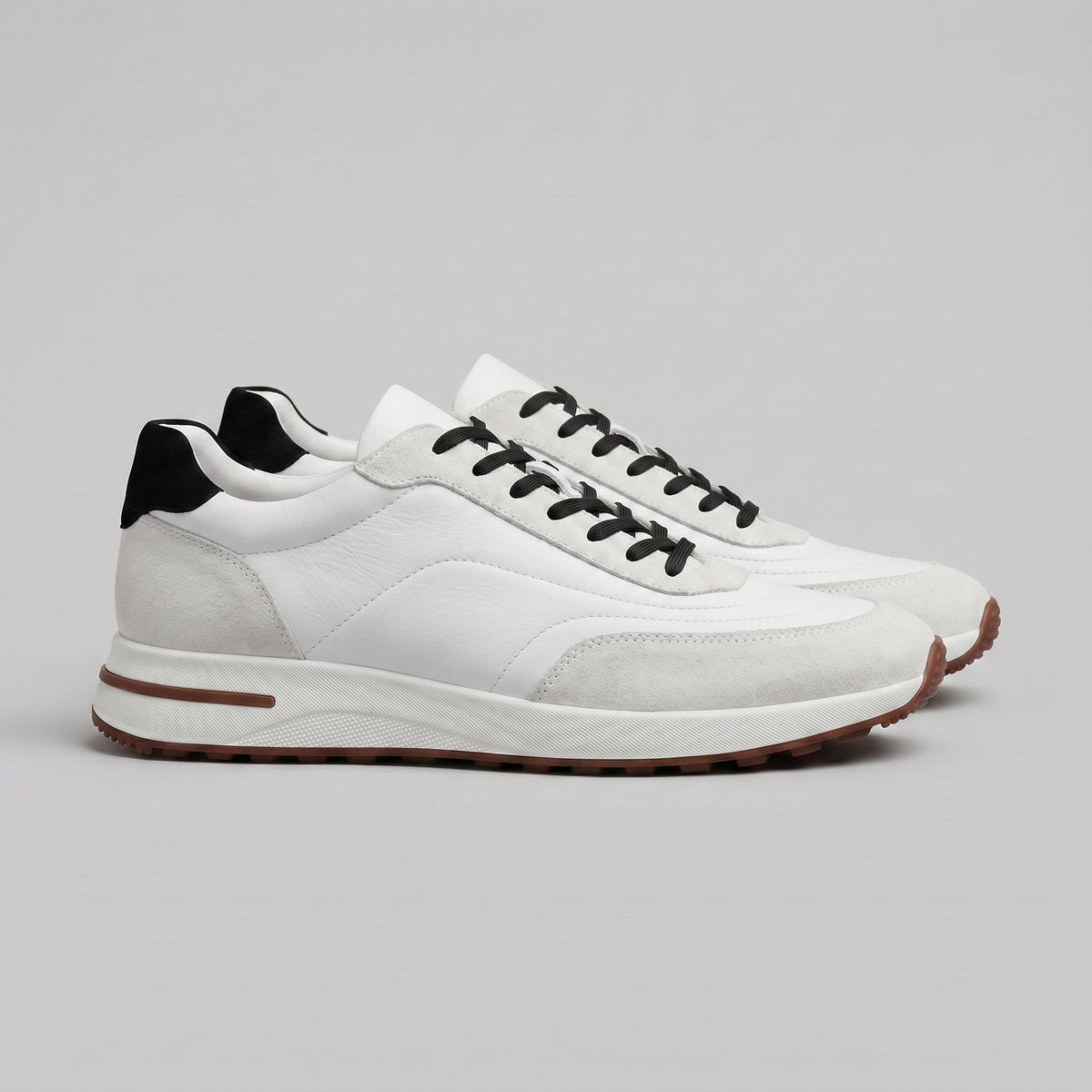 Men's Suede Panel Trainers | Lace Up with Contrast Detail Angle