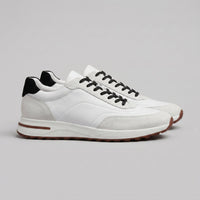 Men's Suede Panel Trainers | Lace Up with Contrast Detail Angle