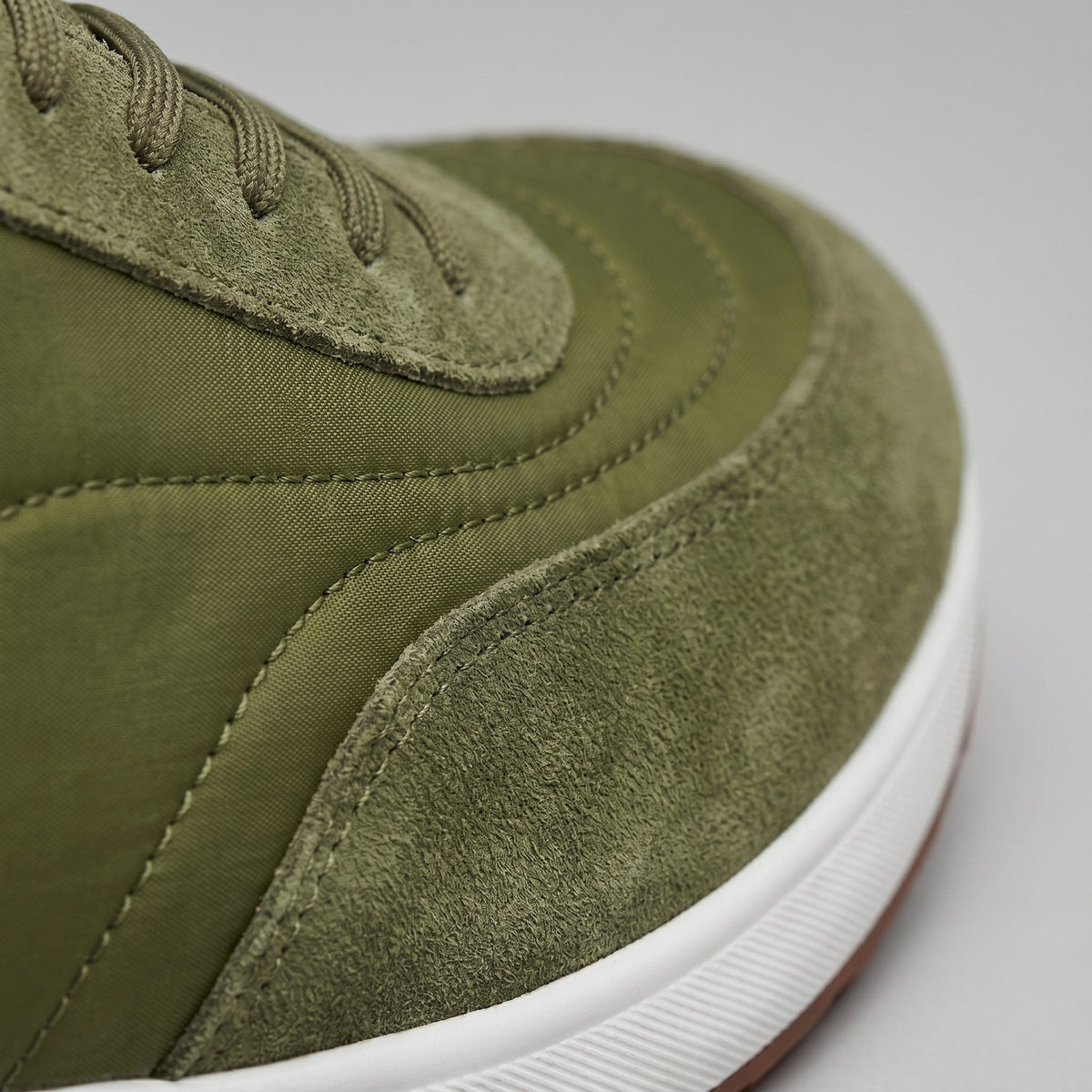 Men's Suede Panel Trainers | Lace Up with Contrast Detail Close Up