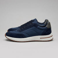 Men's Suede Panel Trainers | Lace Up with Contrast Detail Front