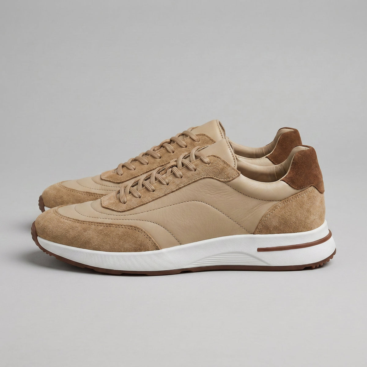 Men's Suede Panel Trainers | Lace Up with Contrast Detail View 22