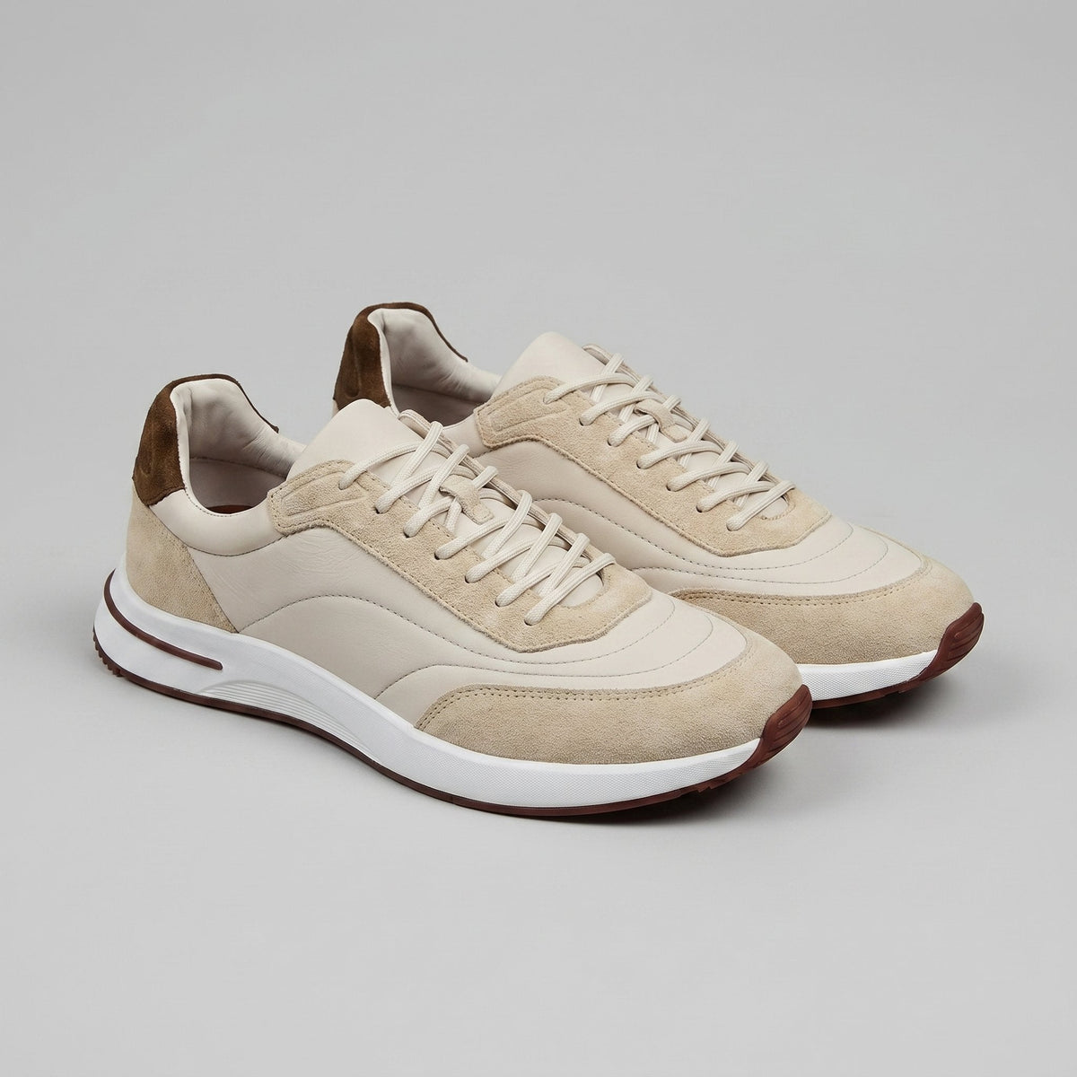 Men's Suede Panel Trainers | Lace Up with Contrast Detail View 24
