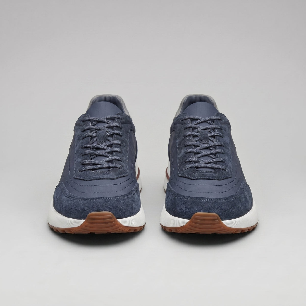 Men's Suede Panel Trainers | Lace Up with Contrast Detail View 33