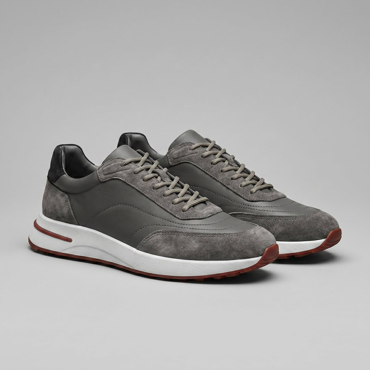 Men's Suede Panel Trainers | Lace Up with Contrast Detail View 34
