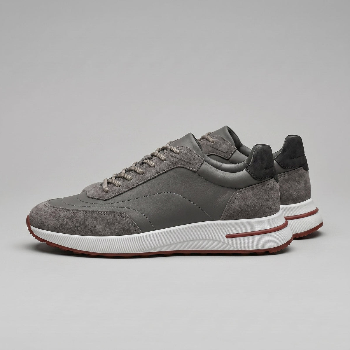 Men's Suede Panel Trainers | Lace Up with Contrast Detail View 35