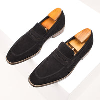 Men's Suede Penny Loafers | Classic Slip On Shoe Detail