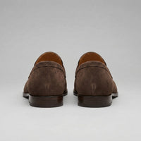 Men's Suede Penny Loafers with Moccasin Seam Detail Back