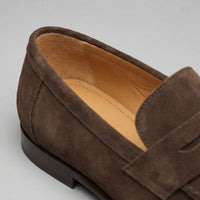 Men's Suede Penny Loafers with Moccasin Seam Detail Side