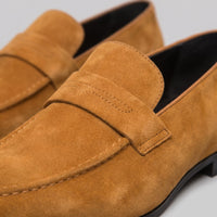 Men's Suede Penny Loafers with Moccasin Seam Detail View 11
