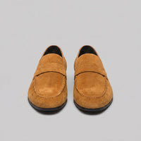 Men's Suede Penny Loafers with Moccasin Seam Detail View 12