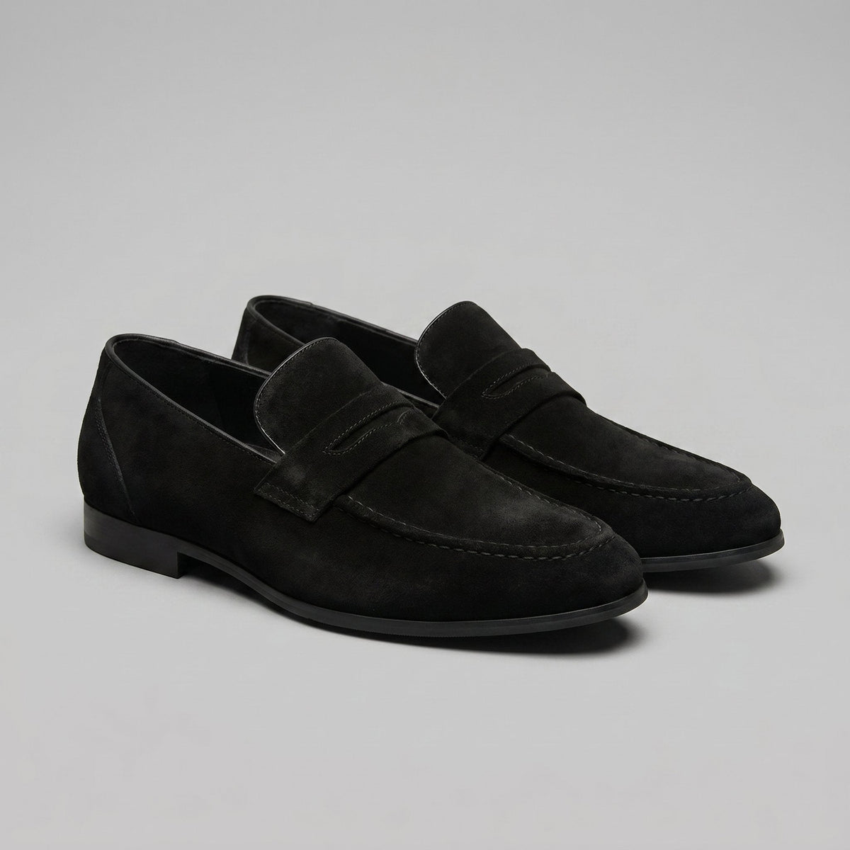Men's Suede Penny Loafers with Moccasin Seam Detail View 13